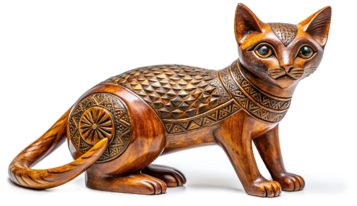 Wooden Egyptian cat carving