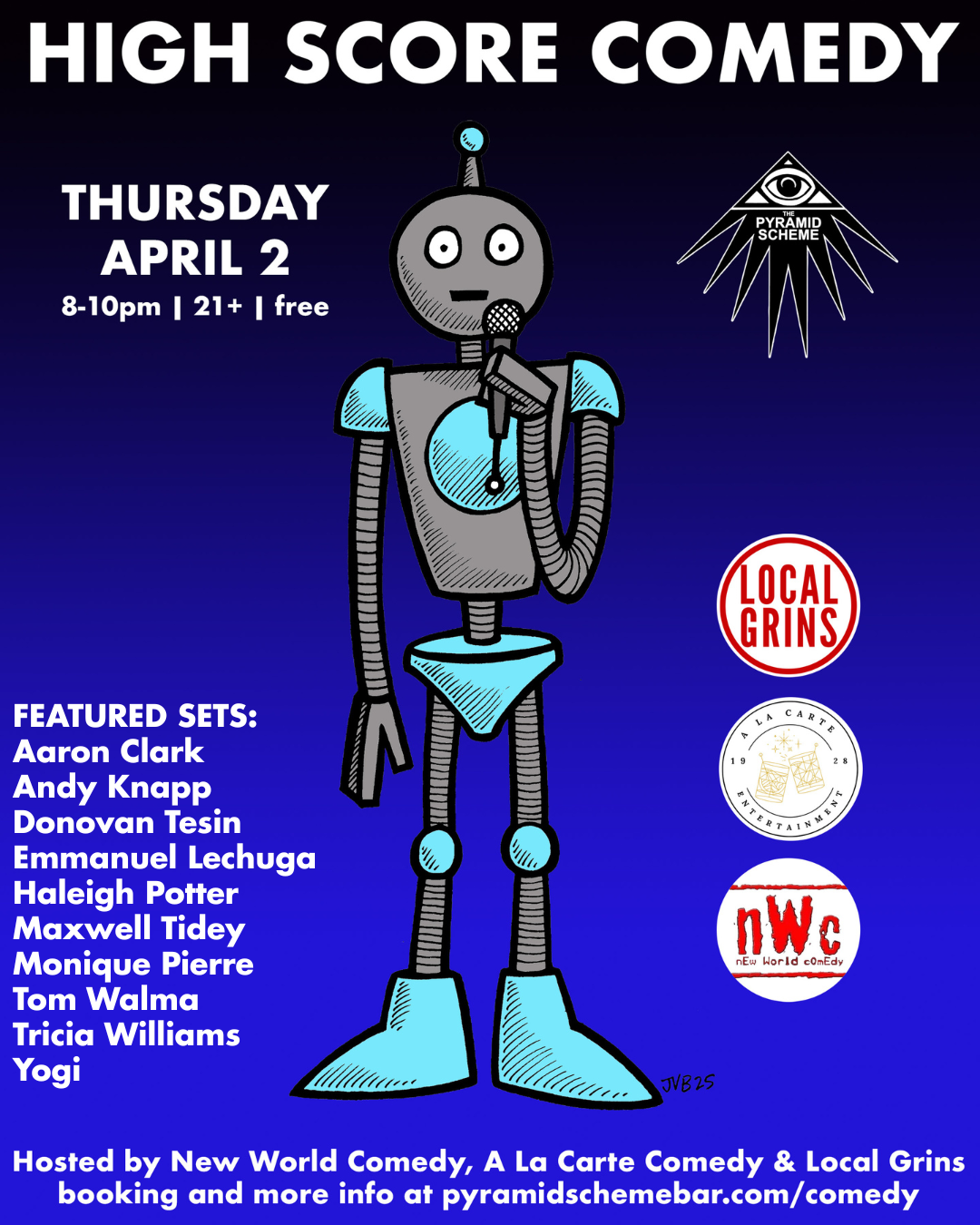 flyer for High Score Comedy event on April 2