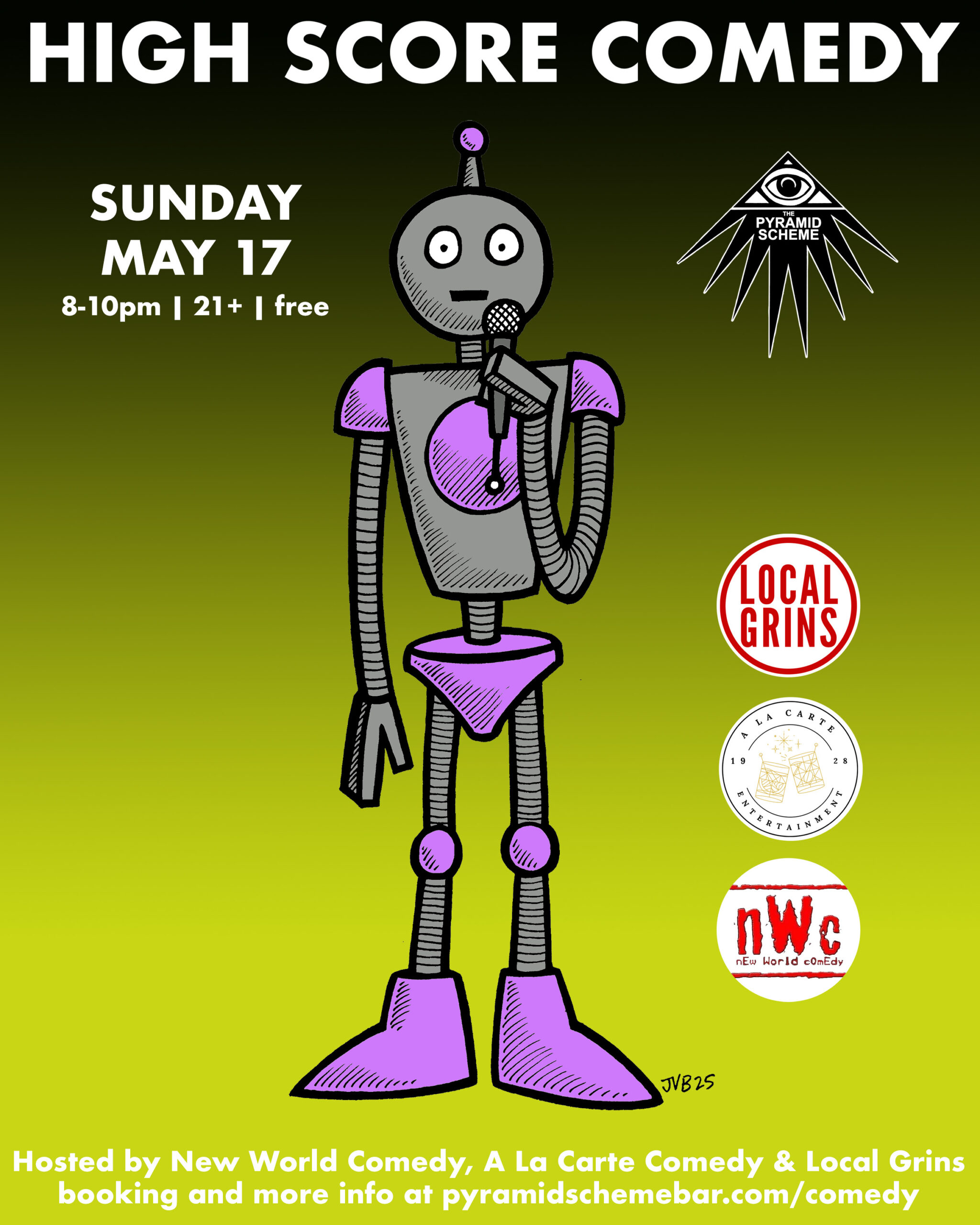 flyer for May 17 High Score Comedy event