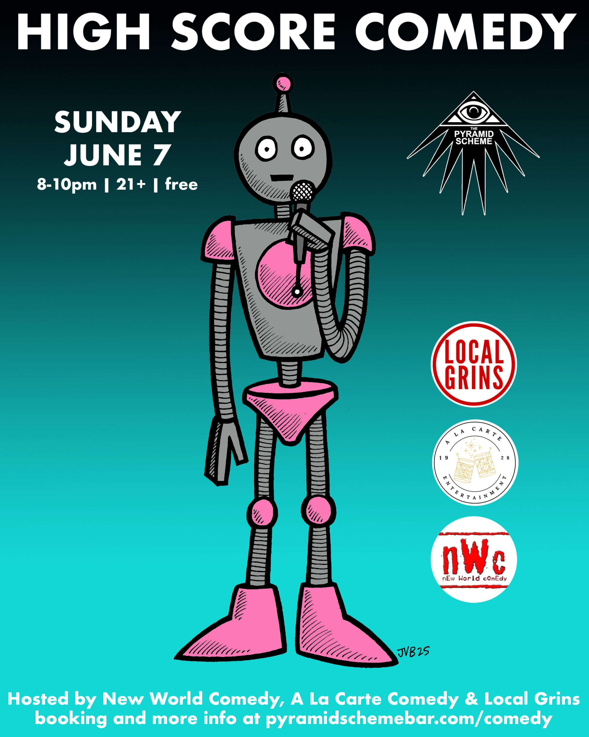 flyer for June 7 High Score Comedy event