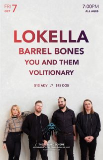 										Event poster for Lokella + Barrel Bones + You and Them + Volitionary
									