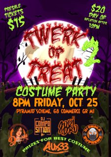 										Event poster for Twerk Or Treat 2: DJ Composition + Deeechild + DJ Jodi Dro + DJ Omega Supreme
									